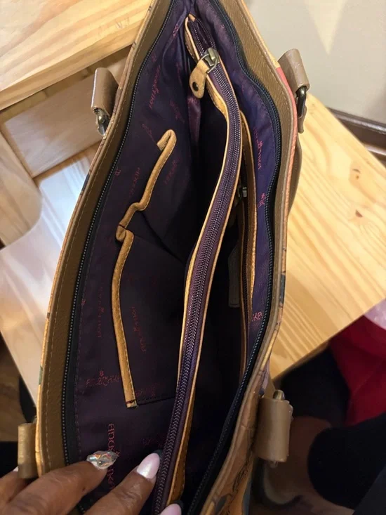 Anuschka Hand-Painted Floral Leather Tote Bag in Multicolor EUC - Picture 6 of 10